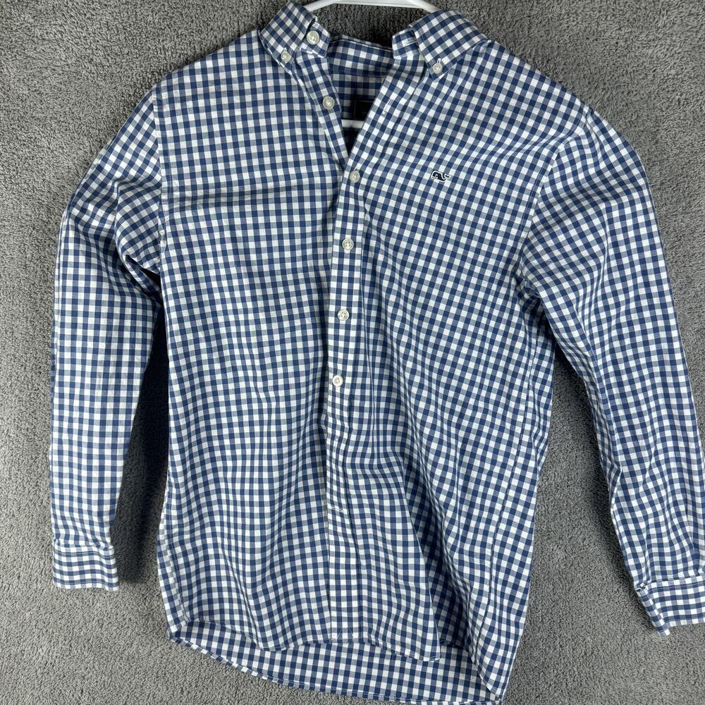 Vineyard Vines Shirt Mens Large Blue White Gingham Button Down